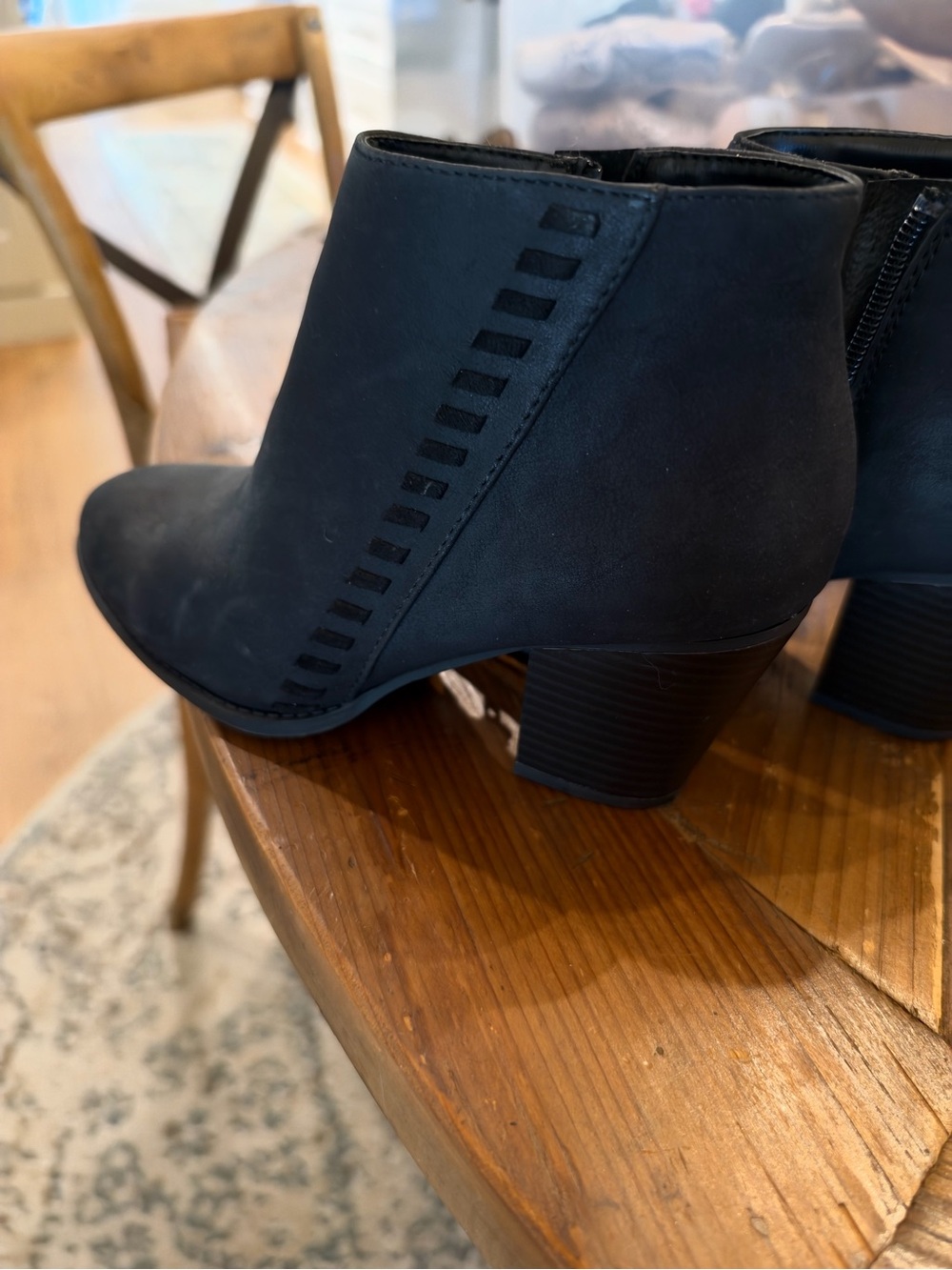 Cityclassified Black Side-Cut Ankle Booties with Block Heel